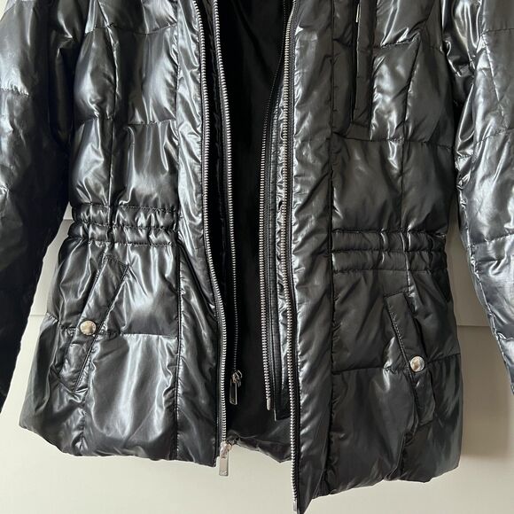 Michael Michael Kors Jacket Womens Petite Petite Black Puffer Quilted Down Coat - Picture 6 of 16